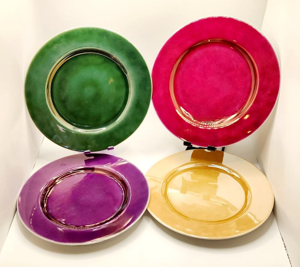 Pottery Barn Luster Dessert Plates Set of 4 Multicolor 8” Japan w/ Boxes